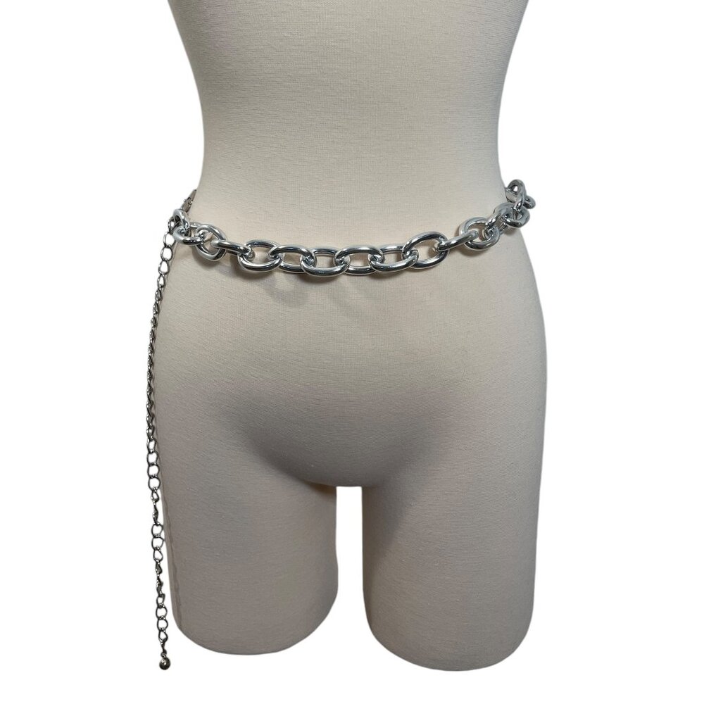 Chunky Silver Chain Belt